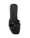 Sandalia Negro Piso Dama Casual Verano Herraje Moderno Mujer 4550082