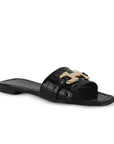 Sandalia Negro Dama Casual Hebilla Metalica Tira Ancha Moda Mujer 4550092