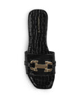 Sandalia Negro Dama Casual Hebilla Metalica Tira Ancha Moda Mujer 4550092