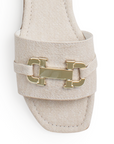 Sandalia Beige Dama Casual Hebilla Metalica Tira Ancha Moda Mujer 4550095