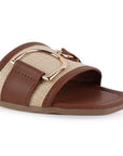 Sandalia Cafe Beige Piso Dama Casual Herraje Moda Punta Cuadrada Mujer 4550098