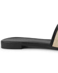 Sandalia Negro Beige Piso Dama Casual Herraje Moda Punta Cuadrada Mujer 4550099