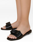 Sandalia Negro Dama Piso Moño Casual Elegante Moda Verano Mujer 4930072