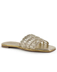 Sandalia Oro Mujer Moda Verano Diseño Tejido Elegante Casual 4930073