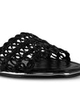 Sandalia Negro Mujer Moda Verano Diseño Tejido Elegante Casual 4930074