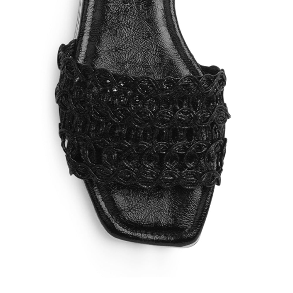 Sandalia Negro Mujer Moda Verano Diseño Tejido Elegante Casual 4930074
