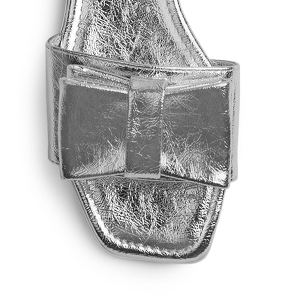 Sandalia Plata Dama Piso Moño Casual Elegante Moda Verano Mujer 4930075