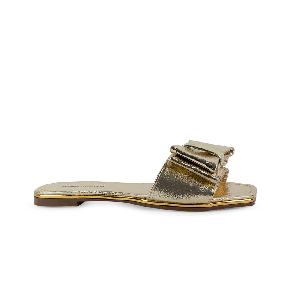 Sandalia Oro Dama Piso Moño Casual Elegante Moda Verano Mujer 4930076