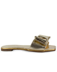 Sandalia Oro Dama Piso Moño Casual Elegante Moda Verano Mujer 4930076