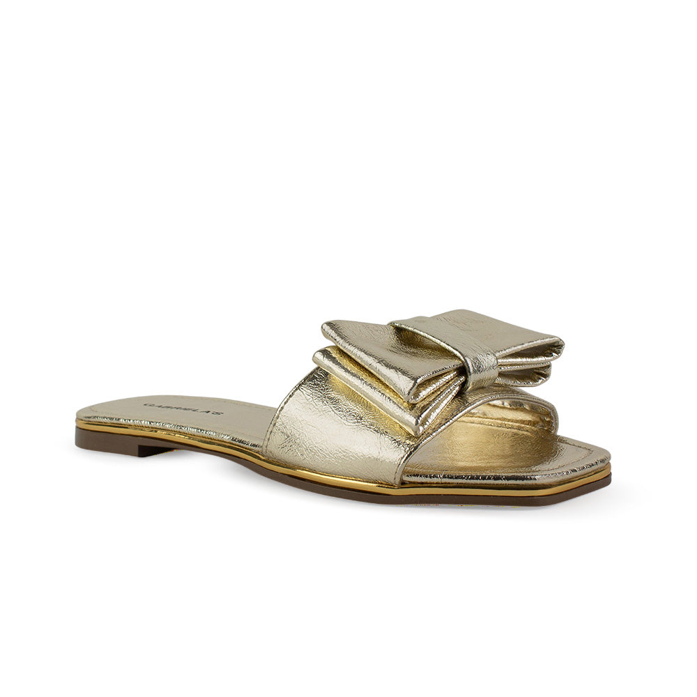 Sandalia Oro Dama Piso Moño Casual Elegante Moda Verano Mujer 4930076