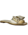 Sandalia Oro Dama Piso Moño Casual Elegante Moda Verano Mujer 4930076