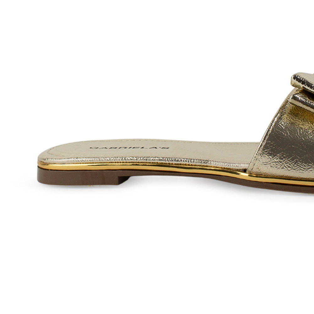 Sandalia Oro Dama Piso Moño Casual Elegante Moda Verano Mujer 4930076