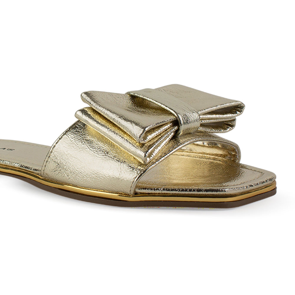 Sandalia Oro Dama Piso Moño Casual Elegante Moda Verano Mujer 4930076