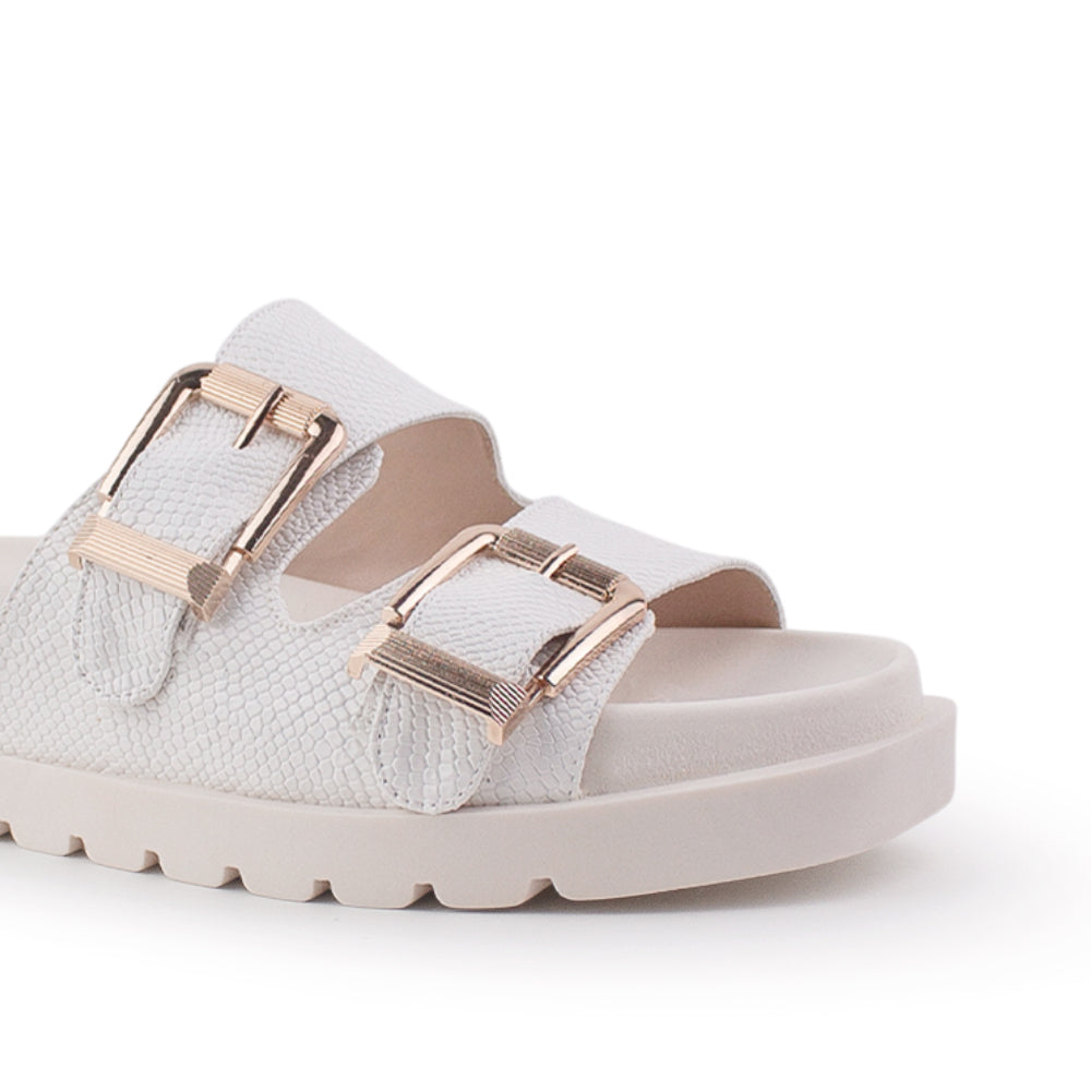 Sandalia Beige Mujer Casual Doble Hebilla Moda Dama Formal Verano 1710606