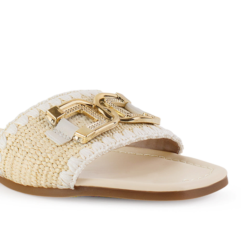 Sandalia Beige Mujer Piso Casual Herraje Moda Dama 1710624