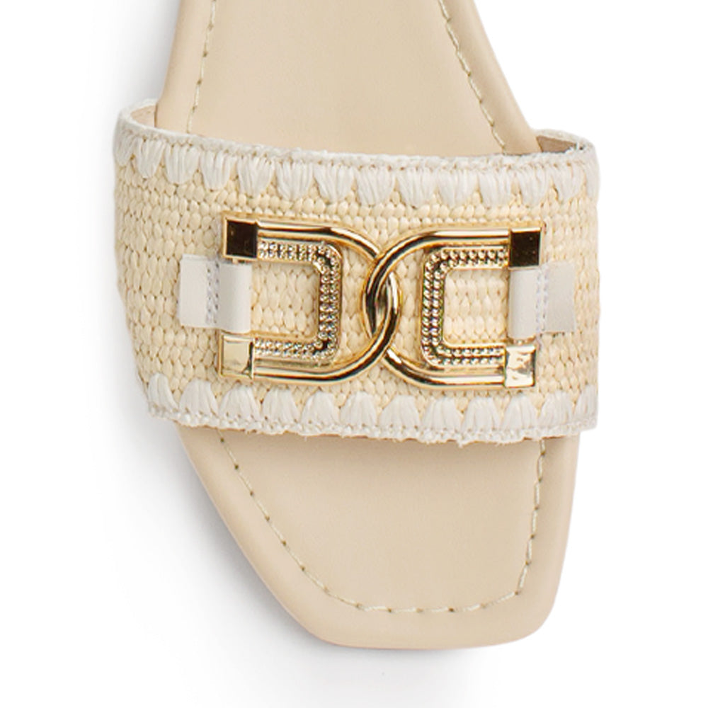 Sandalia Beige Mujer Piso Casual Herraje Moda Dama 1710624