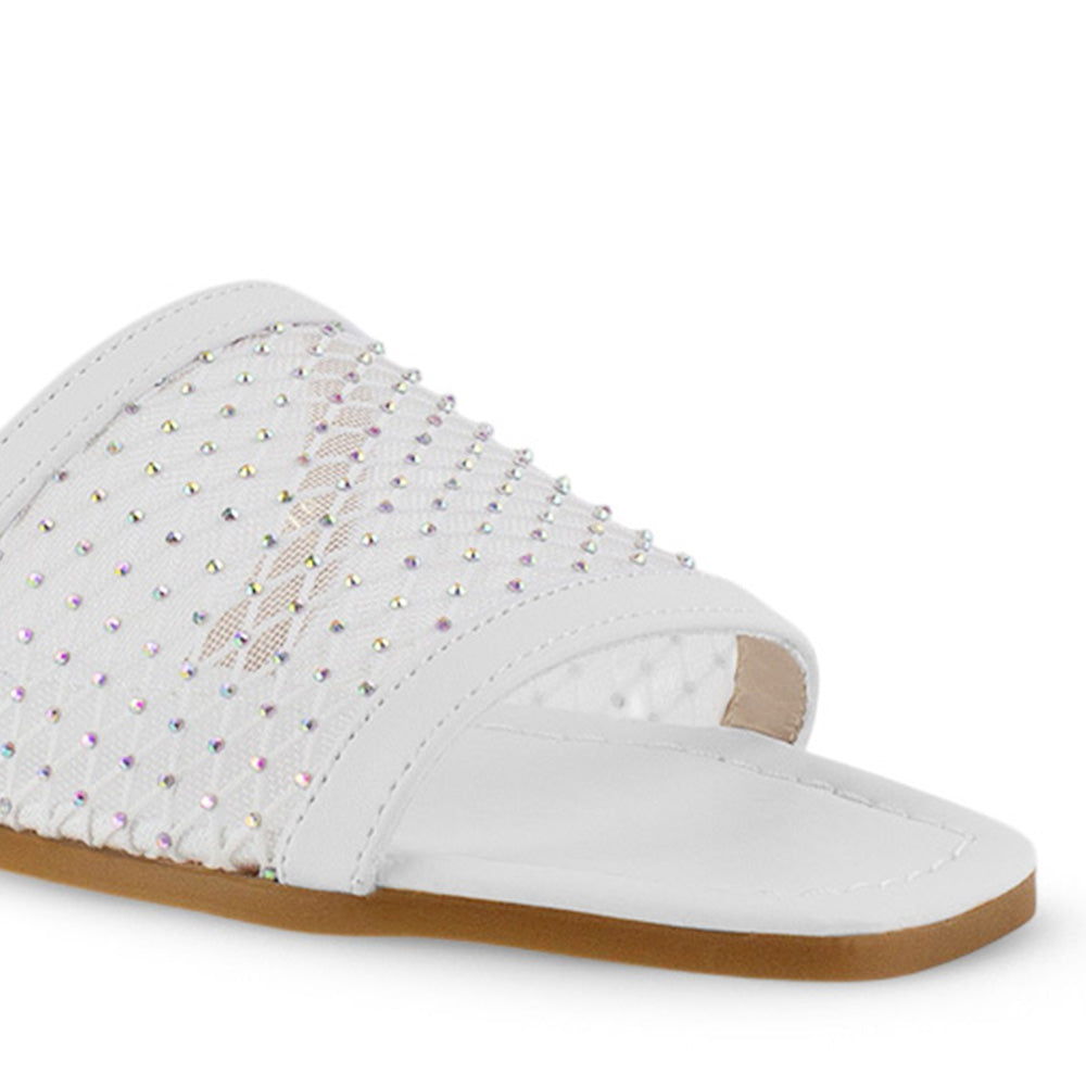 Sandalia Blanco Malla Mujer Moda Casual Pedreria 1710626