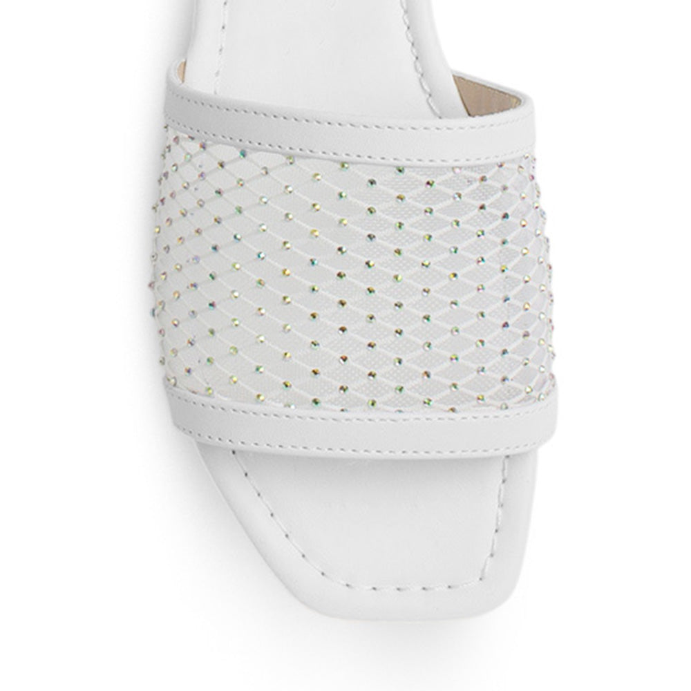 Sandalia Blanco Malla Mujer Moda Casual Pedreria 1710626
