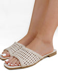 Sandalia Beige Piso Casual Dama Tejida Moda Verano 1710627