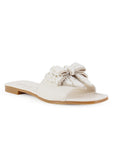 Sandalia Beige Plana Moño Pedreria Moda Mujer Casual 1710629