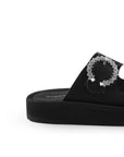 Sandalia Negro Dama Doble Tira Hebilla Brillos Moda Plataforma Casual 3402849