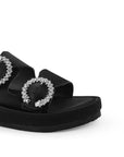 Sandalia Negro Dama Doble Tira Hebilla Brillos Moda Plataforma Casual 3402849