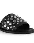 Sandalia Negro Piso Dama Casual Pedreria Moda Tira Ancha Playa 3402933