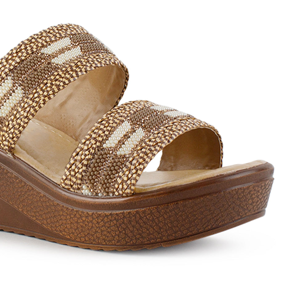 Sandalia Cafe Mujer Pedreria Brillante Plataforma Moda Formal 3402951