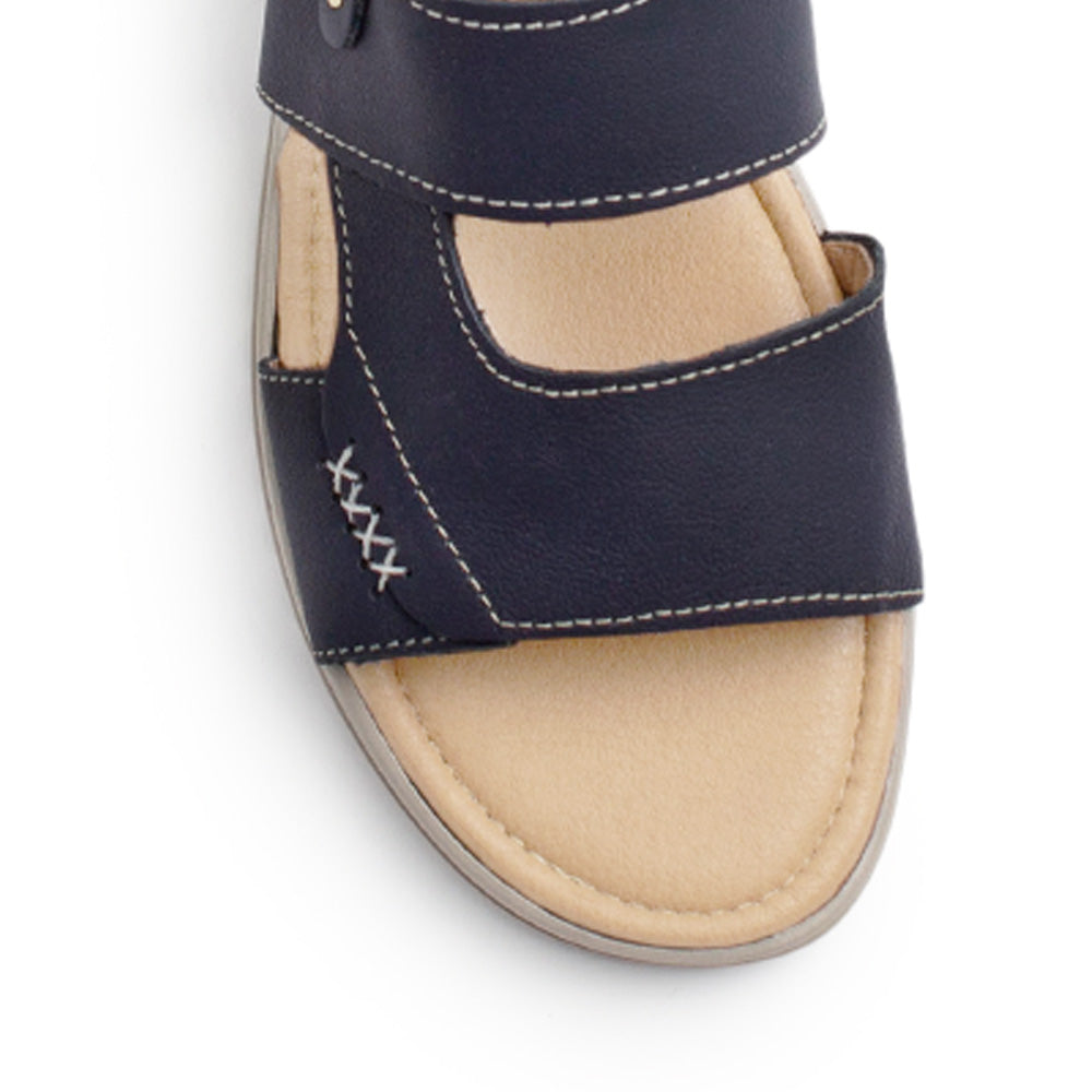 Sandalia Marino Mujer Casual Dama Doble Tira Confort Moda Piso 3402954