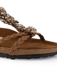 Sandalias Cafe Dama Moda Tiras Trenzadas Ajuste Elastico Pedreria 3402970