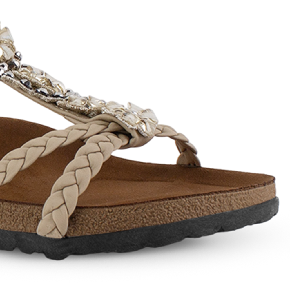 Sandalias Maquillaje Dama Moda Tiras Trenzadas Ajuste Elastico Pedreria 3402972