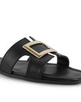 Sandalia Negro Mujer Moda Casual Herraje Suela Baja Tiras Anchas 3402973
