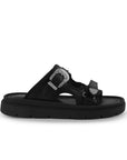 Sandalia Negro Mujer Plataforma Baja Hebilla Moda Confort Casual 3402979