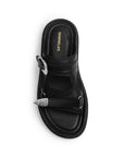 Sandalia Negro Mujer Plataforma Baja Hebilla Moda Confort Casual 3402979