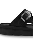 Sandalia Negro Mujer Plataforma Baja Hebilla Moda Confort Casual 3402979