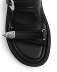 Sandalia Negro Mujer Plataforma Baja Hebilla Moda Confort Casual 3402979