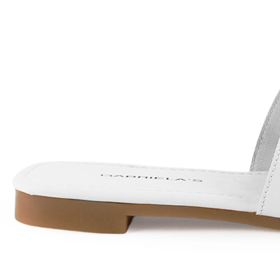 Sandalia Blanco Plana Dama Tira Ancha Hebilla Moda Casual Verano 3402987