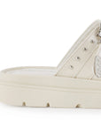 Sandalia Beige Plataforma Baja Doble Tira Estoperoles Hebillas 3402998