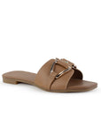 Sandalia Cafe Plana Dama Tira Ancha Hebilla Moda Casual Verano 3403000