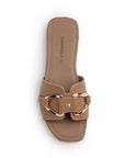Sandalia Cafe Plana Dama Tira Ancha Hebilla Moda Casual Verano 3403000