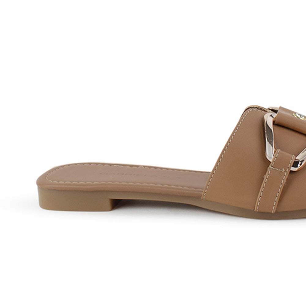 Sandalia Cafe Plana Dama Tira Ancha Hebilla Moda Casual Verano 3403000