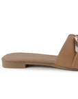 Sandalia Cafe Plana Dama Tira Ancha Hebilla Moda Casual Verano 3403000