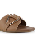 Sandalia Cafe Plana Dama Tira Ancha Hebilla Moda Casual Verano 3403000