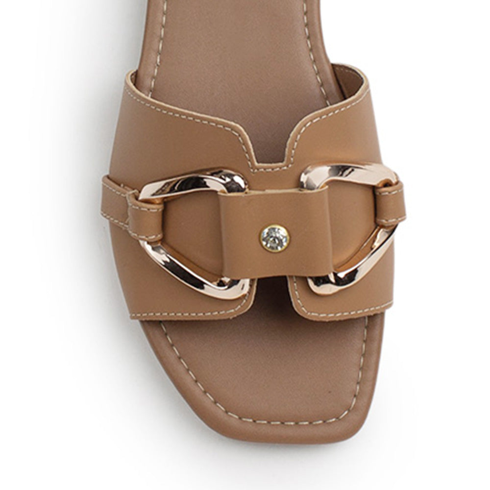Sandalia Cafe Plana Dama Tira Ancha Hebilla Moda Casual Verano 3403000
