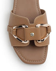 Sandalia Cafe Plana Dama Tira Ancha Hebilla Moda Casual Verano 3403000