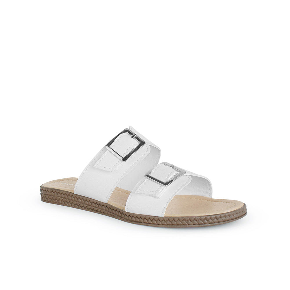 Sandalia Blanco Piso Doble Hebilla Casual Mujer Moda 4910038