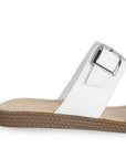 Sandalia Blanco Piso Doble Hebilla Casual Mujer Moda 4910038