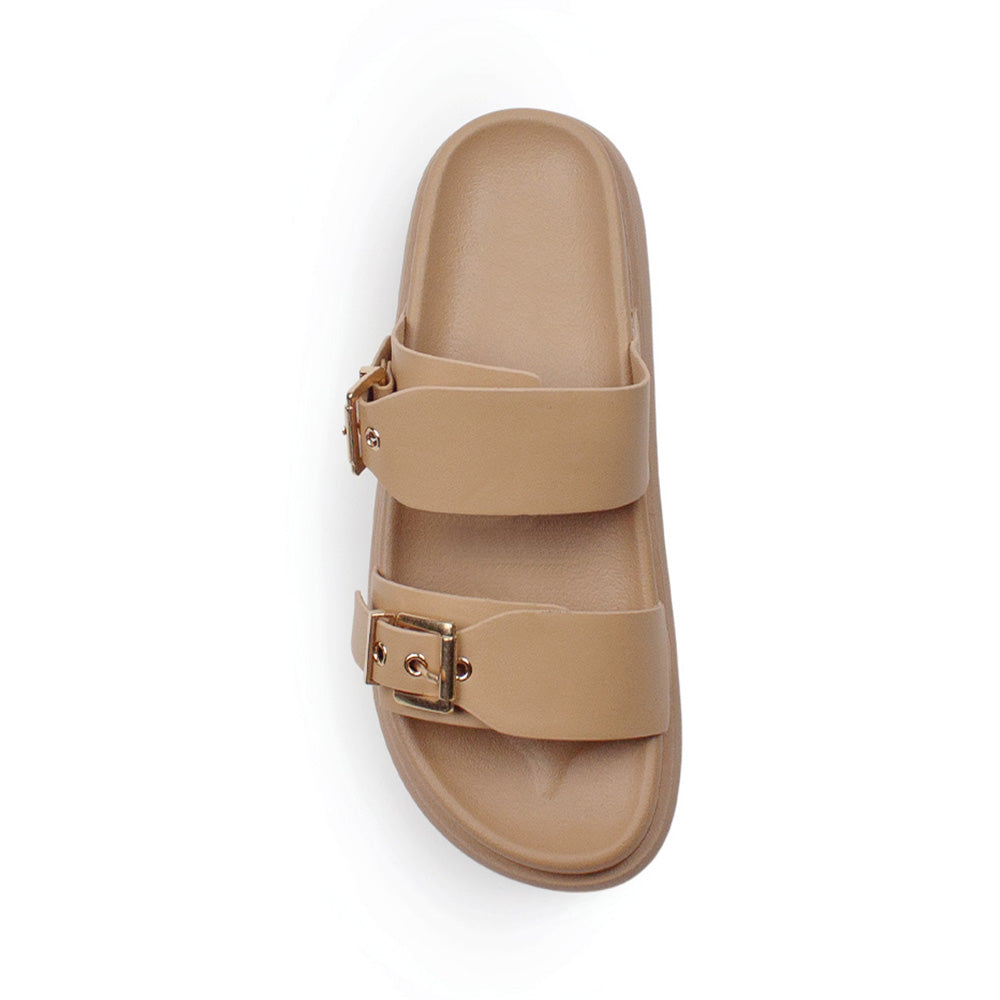 Sandalias Cafe Doble Hebilla Confort Moda Casual Mujer 4870023 ...