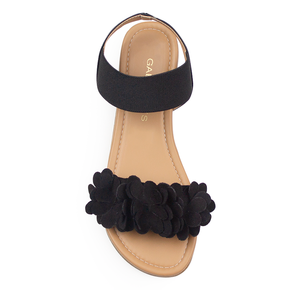 Sandalia Negro Mujer Piso Pulsera Resorte Moda Flores Casual 3620232