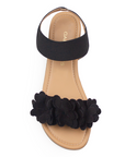 Sandalia Negro Mujer Piso Pulsera Resorte Moda Flores Casual 3620232